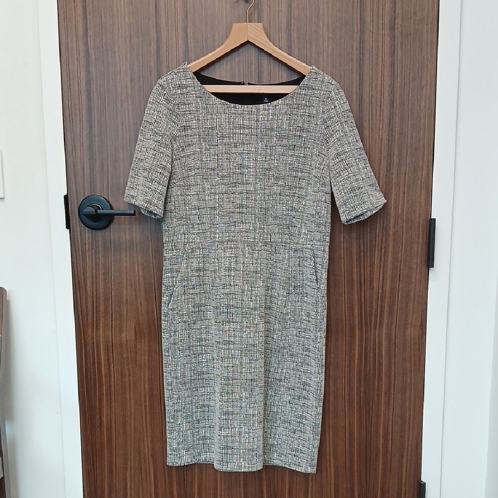 LANDS END Black & Silver Sheath Dress SZ 14